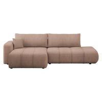 ECKSOFA Furyn O Boucle, Seite: Links - Hellbraun/Schwarz, Holzwerkstoff/Kunststoff (262/145cm) - MIRJAN24