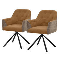 ESSZIMMERSTÜHLE 2er Set drehbar Küchenstühle gepolstert aus Webstoff-Kunstleder Braun - Schwarz/Braun, Textil/Metall (62/81/65cm) - ML-DESIGN