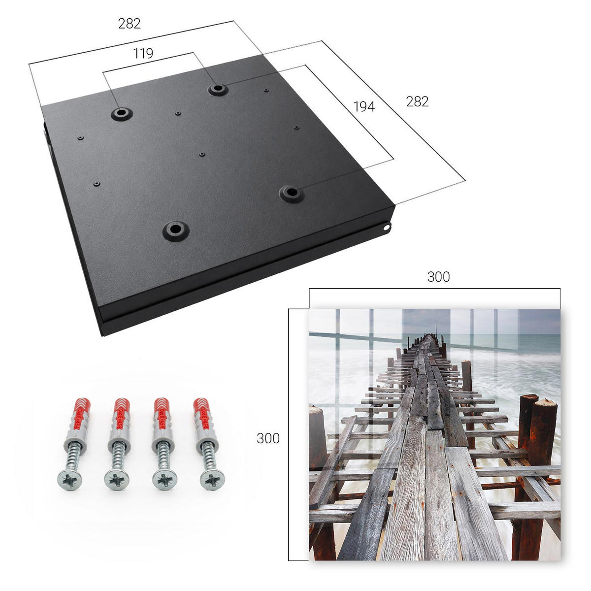 SCHLÜSSELBOX Schwarz 30x30 cm- Türöffnung nach rechts - Endloser Hafen - Grau, Metall (30/30/5cm) - TULUP