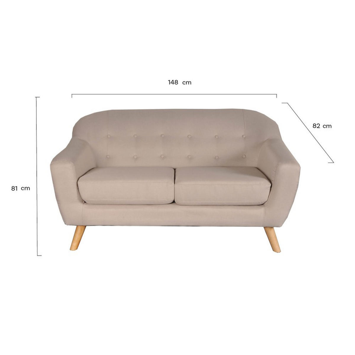 2-SITZER-SOFA SUVI, Beige - Beige, Holzwerkstoff (82/81/148cm) - Weber Industries