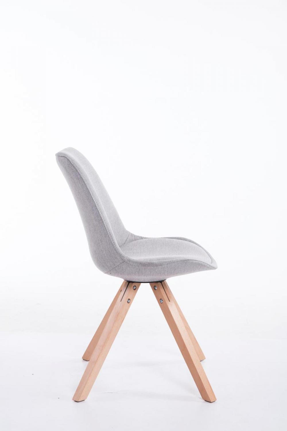 STUHL Stoff grau - Eukalyptusholzfarben/Grau, Holz/Textil (48/84/56cm) - CLP