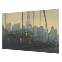 FOTOTAPETE 104x70 cm - Abendpanorama - Grau, Textil (104/70cm) - Wallfluent