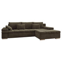 ECKSOFA Bangkok, Seite: Rechts - Dunkelbraun/Silberfarben, Holz/Textil (310/175cm) - MIRJAN24