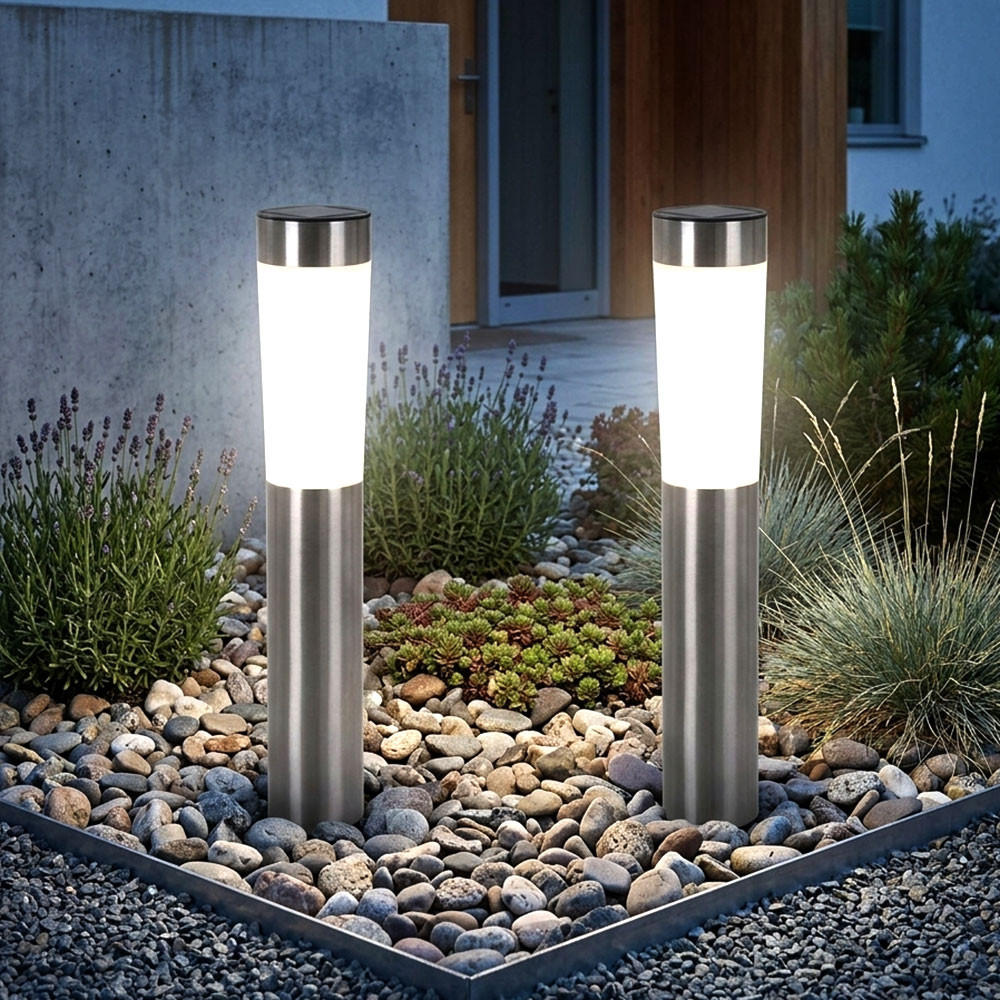 LED AUSSENLEUCHTE Solar Silber 2er Set - Silberfarben, Metall (7.5/7.5/56cm)