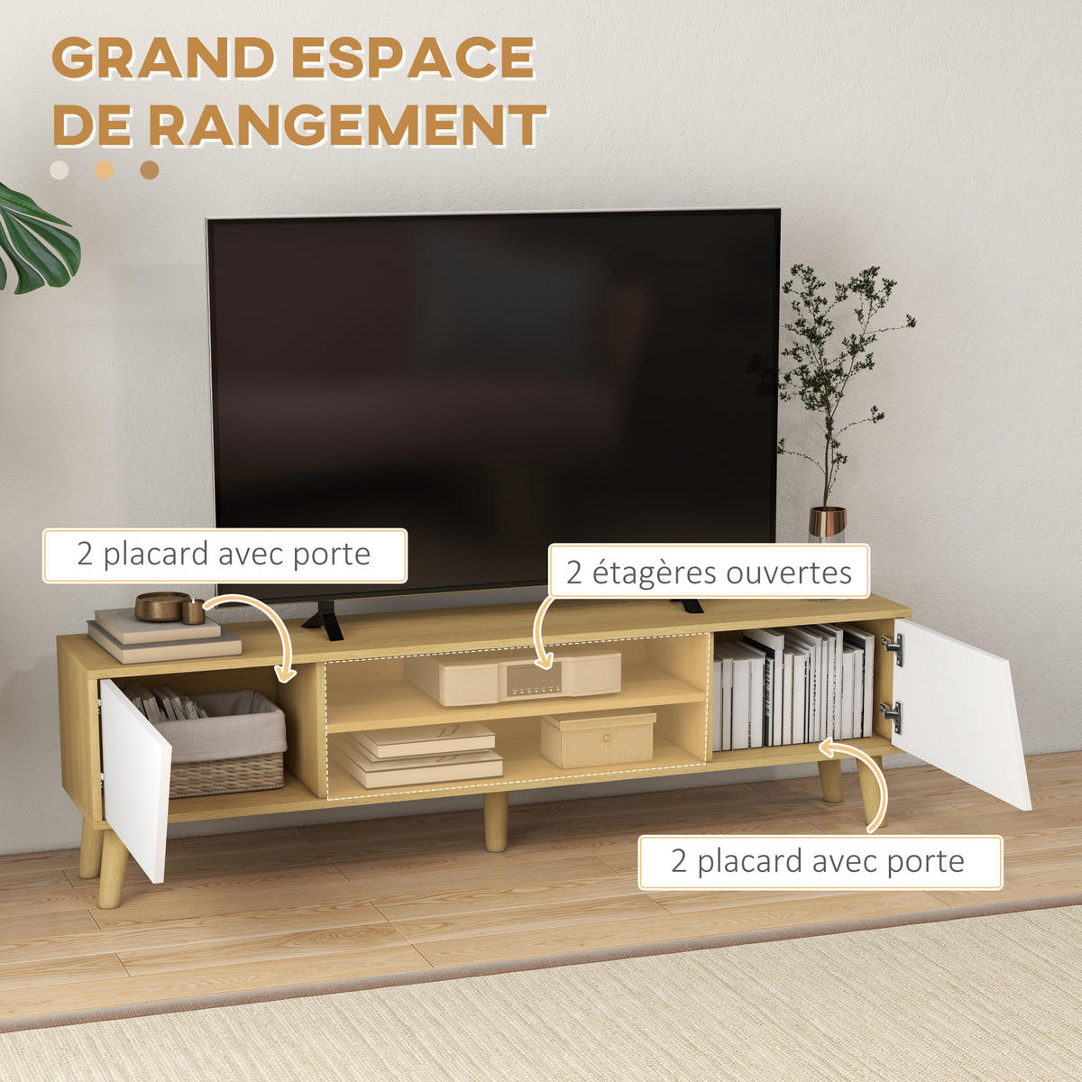 TV-MÖBEL Braun 1 Stück - Braun, Holzwerkstoff (150/42/30cm) - GiPP