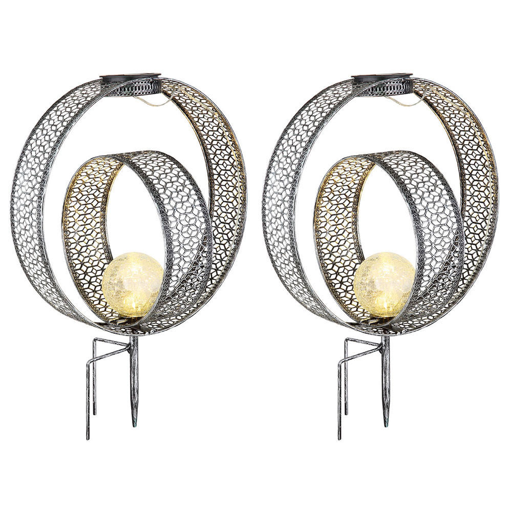 LED AUSSENLEUCHTE Metall Silber 2er Set - Silberfarben, Glas (30/20/42cm) - Globo Lighting