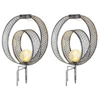 LED AUSSENLEUCHTE Metall Silber 2er Set - Silberfarben, Glas (30/20/42cm) - Globo Lighting