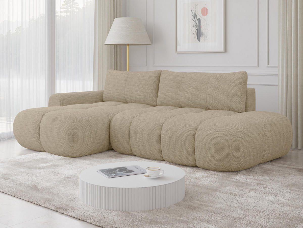 ECKSOFA Mitto O, Seite: Links - Hellbraun/Schwarz, Holz/Kunststoff (285/172cm) - MIRJAN24