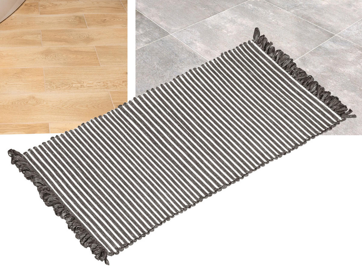HANDGEWEBTER Läufer 60x120 cm Schiefergrau - Graphitfarben, Naturmaterialien/Textil (60/120cm) - Lashuma