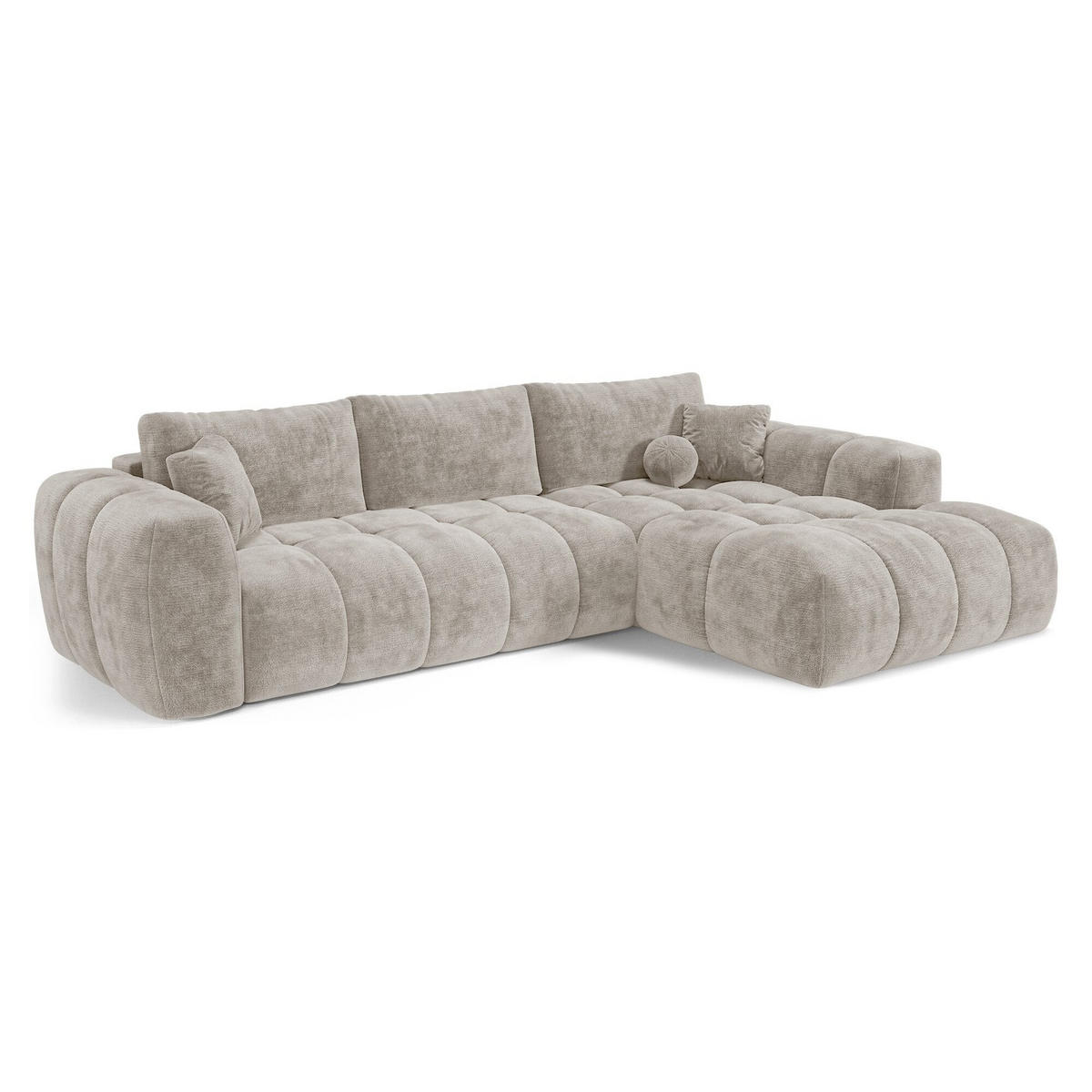 ECKSOFA rechtwinklig SKY Geprägter Samt Taupe 310cm - Taupe, Textil (310/180cm) - Premium Interiors