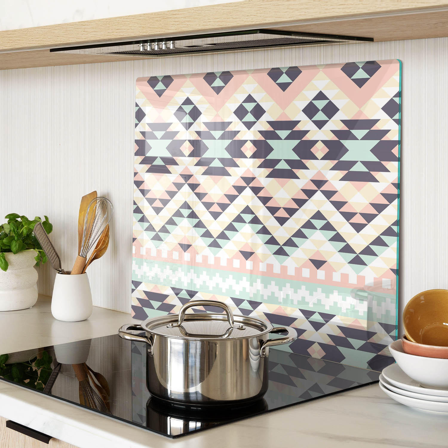 GLASPLATTE 60x52 cm Ethnisches Muster - Multicolor, Glas (60/0.4/52cm) - TULUP