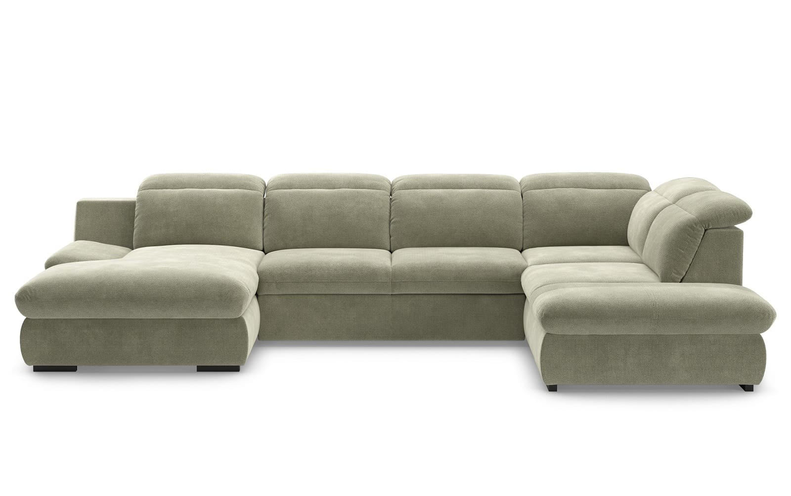 WOHNLANDSCHAFT mit Schlaffunktion und Bettkasten, verstellbare Kopflehnen - Schwarz/Grün, Kunststoff/Textil (218/80/341cm) - Cotta