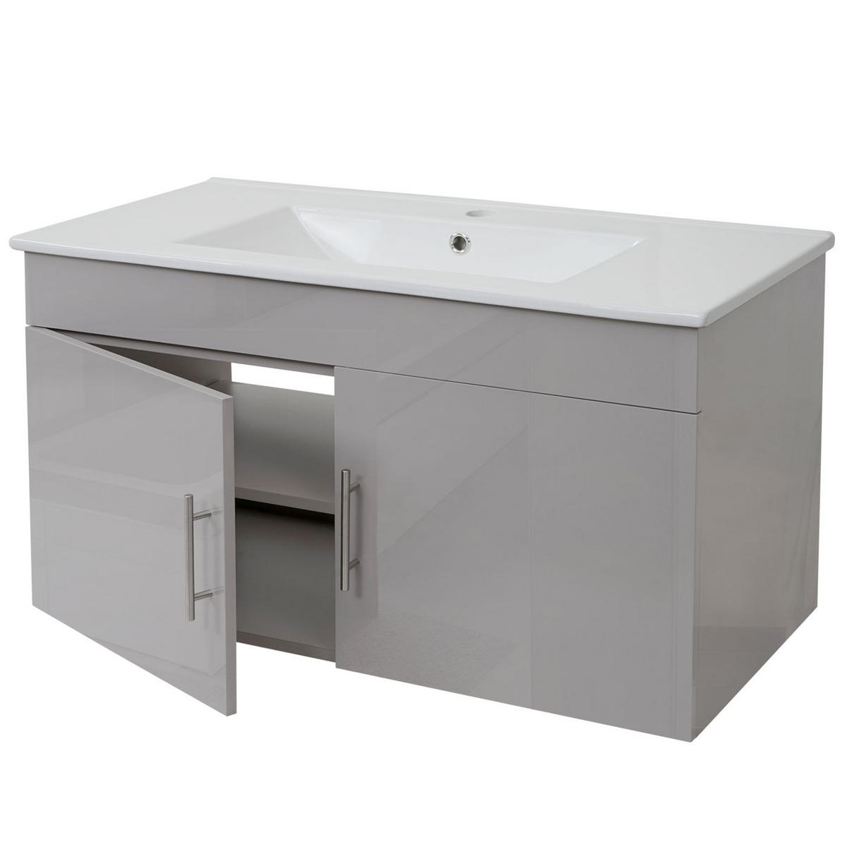 WASCHBECKENUNTERSCHRANK Grau - Grau, Holz (90/48/46cm) - MCW