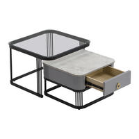 COUCHTISCHSET Schwarz 60/60/45 cm - Schwarz, Holzwerkstoff/Metall (60/60/45cm) - Urban Meuble