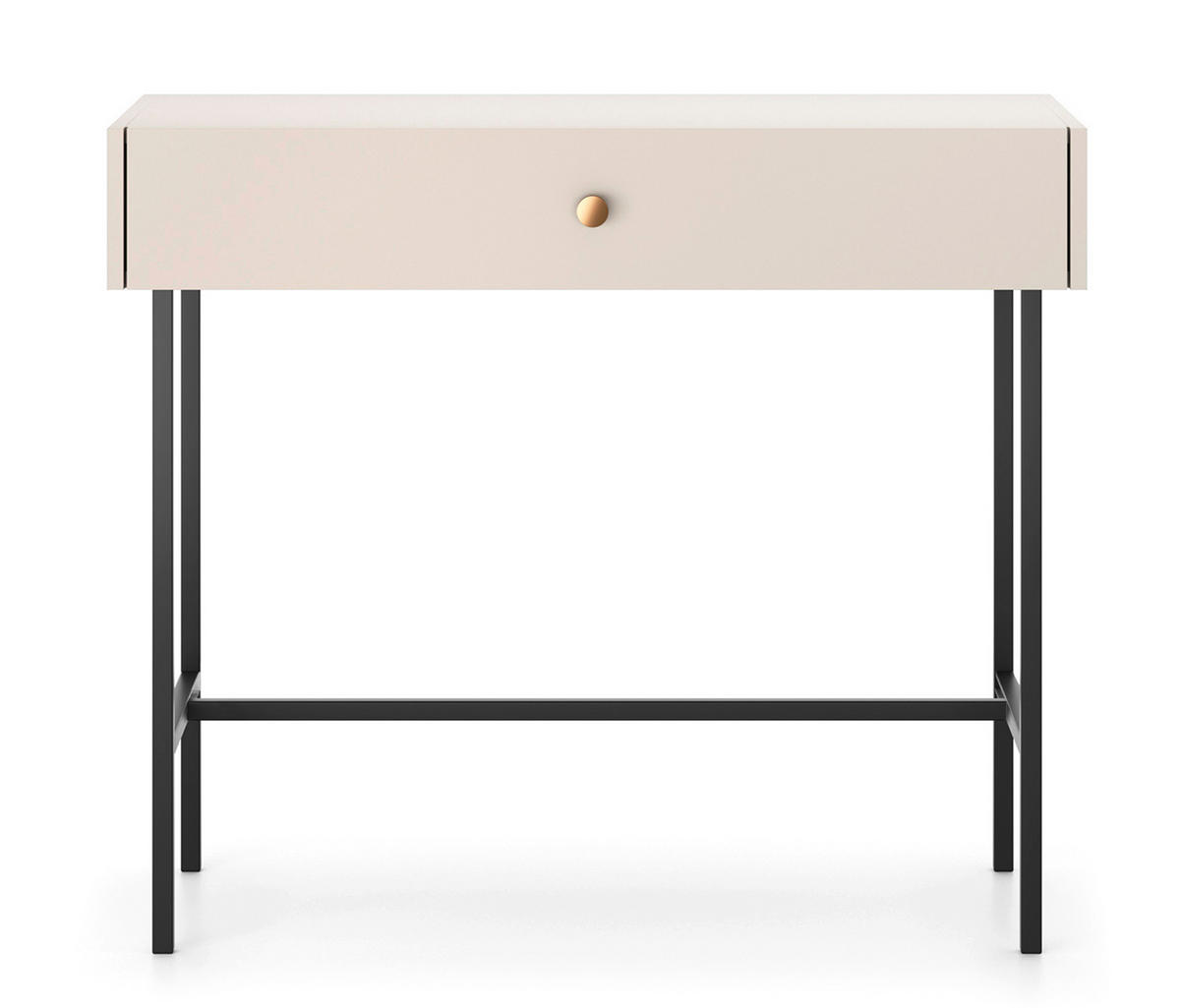 KONSOLENTISCH Dinley 1S Beige 93,2/79/39 cm – mit schwarzen Beinen im minimalistischen Design - Beige/Schwarz, Holzwerkstoff/Metall (39/93.2/79cm) - AX Living