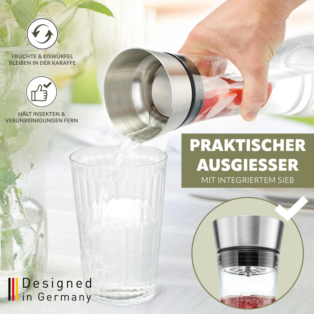 GLASKARAFFE Svea 1,2 Liter, lila - Lila, Glas (1.2L) - bremermann