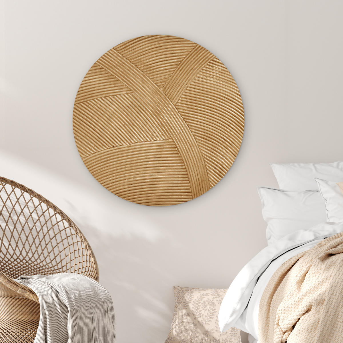 WANDBILD Struktur - Natur - Kunst - Rattan 90x90 cm - Naturfarben, Kunststoff (90/90cm) - MuchoWow