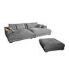 BIG SOFA-SET MIT TABLETT NATUR MADELINE Grau Cord - Schwarz/Grau, Kunststoff/Textil (290/85/170cm) - KAWOLA