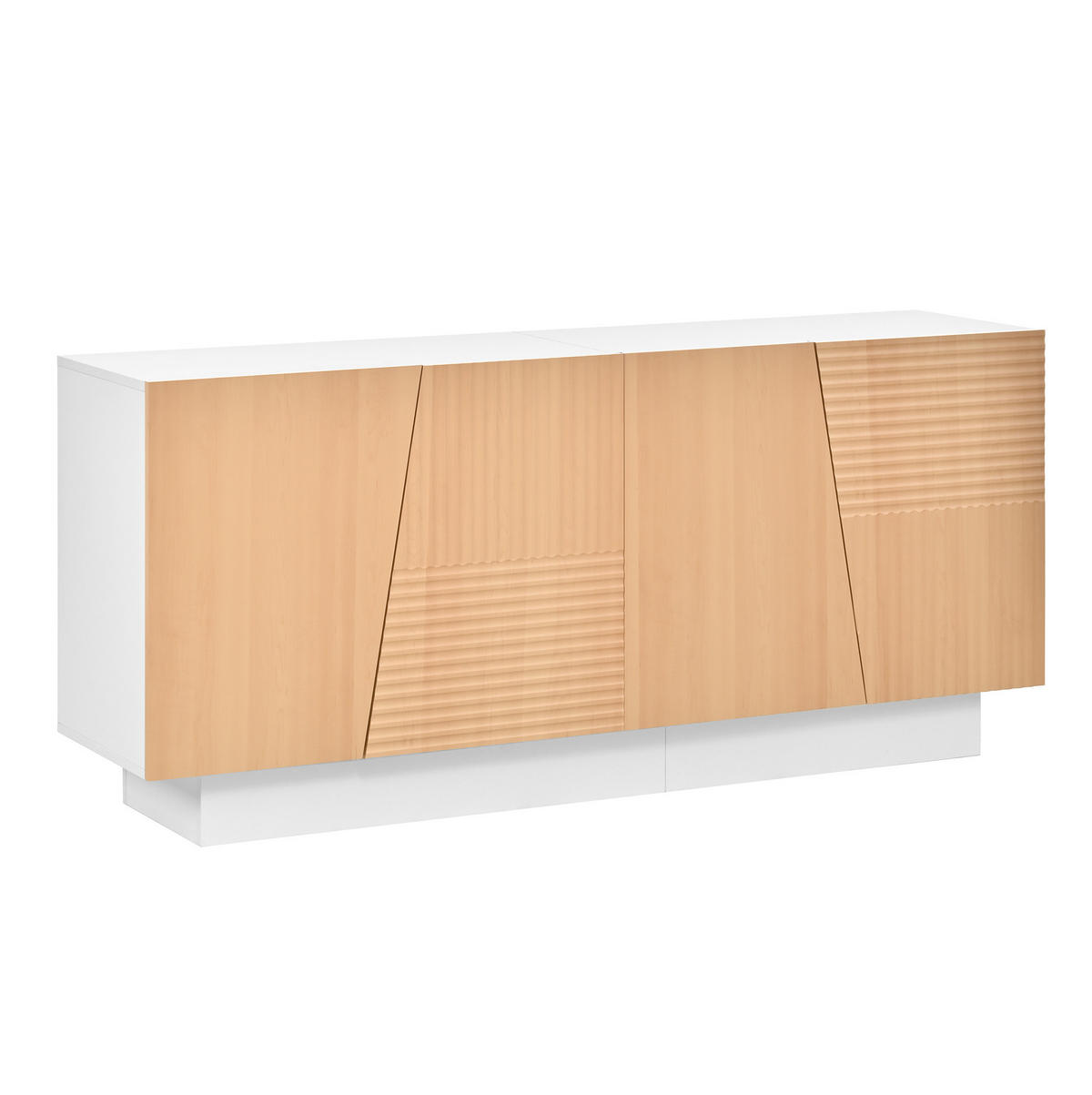 SIDEBOARD 160/40,5/72 cm Natur/Weiß aus MDF mit Rillentüren - Naturfarben, Holzwerkstoff (160/72/40.5cm) - OKWISH