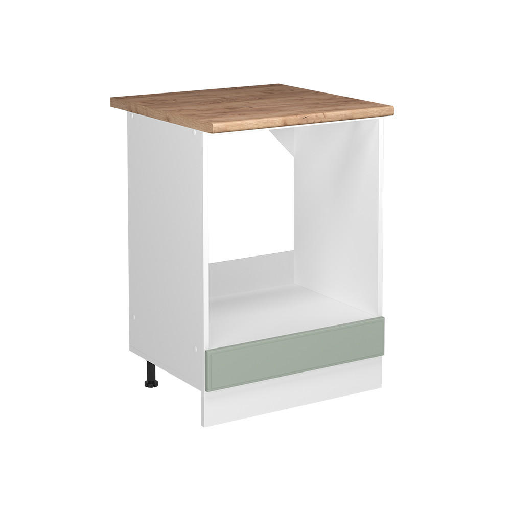 HERDUMBAUSCHRANK R-Line, Mint Landhaus/Weiß, 60 cm Arbeitsplatte Goldkraft Eiche - Weiß/Mintgrün, Holzwerkstoff (60/81.6/60cm) - Vicco