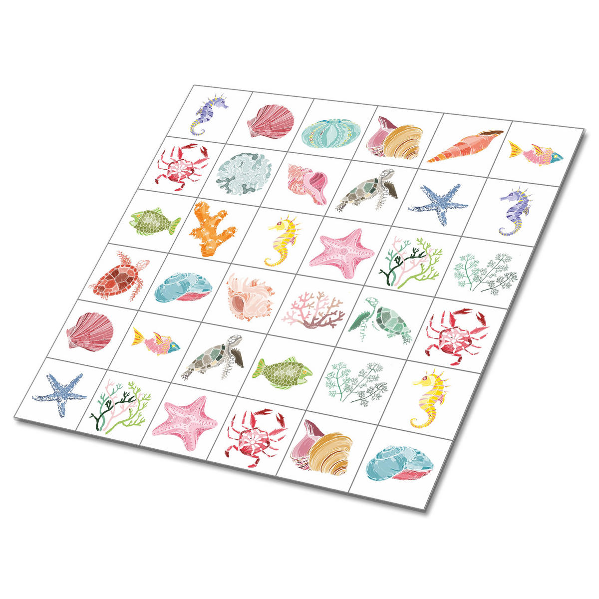 FLIESENAUFKLEBER 9 Stück 30x30 cm selbstklebend Meeresbewohner - Multicolor, Textil (30/1.6/30cm) - TULUP