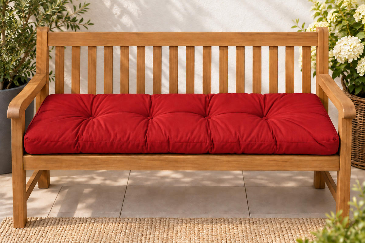 BANKAUFLAGE Sitzkissen Rot 120x40 cm Outdoor Indoor - Rot, Textil (120/40/17cm) - TiborTex