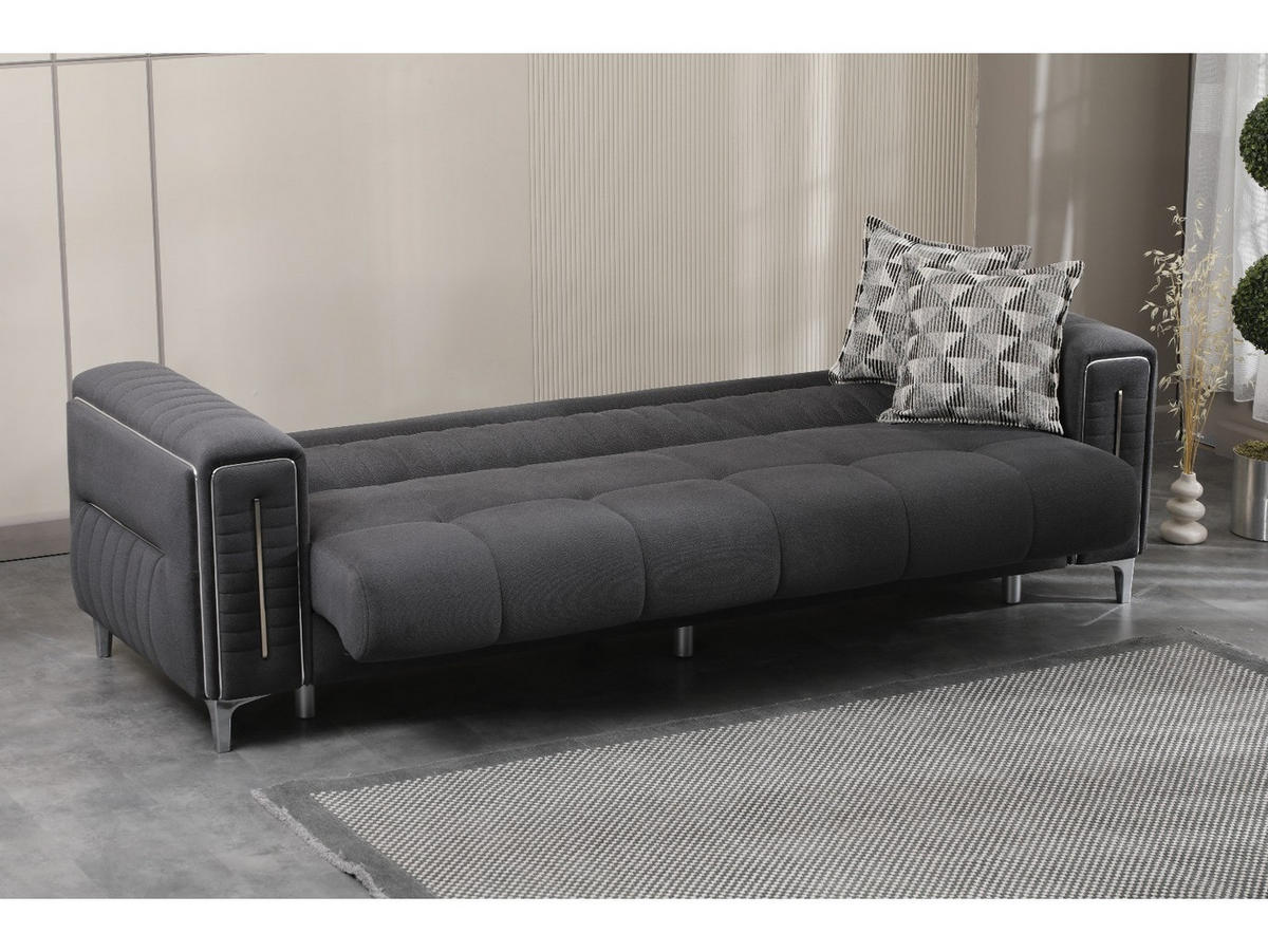 SITZGARNITUR Puebla, Dunkelgrau Stellvariante 3+2+1 - Dunkelgrau, Holzwerkstoff/Kunststoff (243/85/95cm)