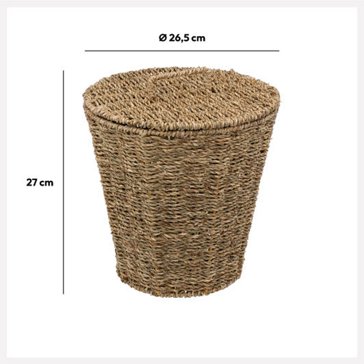 WÄSCHEKORB Schilf Basketry, Schilfrohr, Metall, Braun, 9 Liter - Braun, Naturmaterialien (26.5/26.5/27cm) - 5five Simply Smart