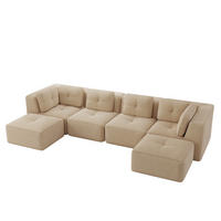 WOHNLANDSCHAFT DE-34220 mit Ottoman und Schlaffunktion Beige - Beige, Textil (177/69/386cm) - ComfortXL