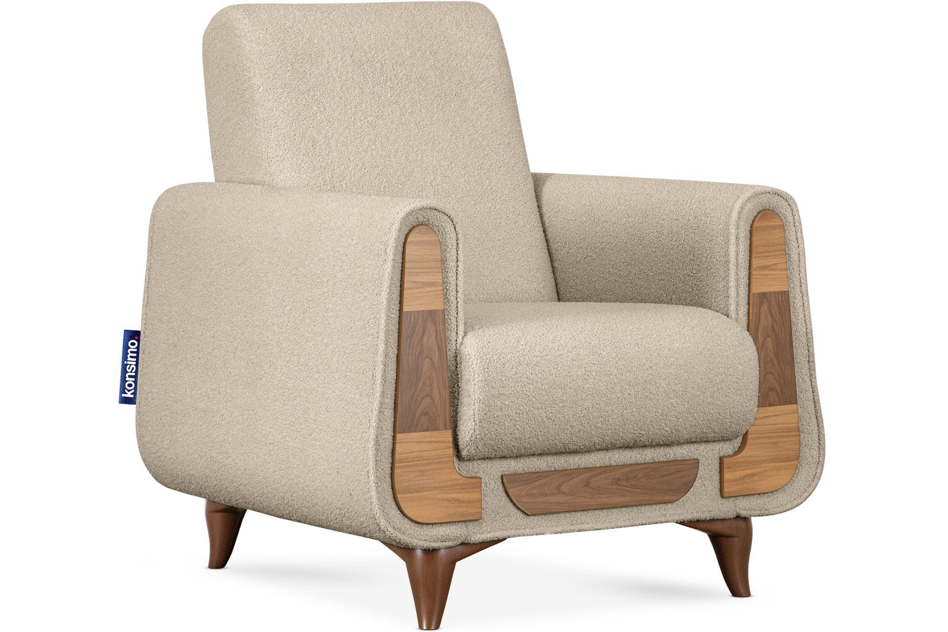 SESSEL GUSTAVO mit Armlehnen, creme - Creme/Braun, Holz/Holzwerkstoff (83/95/92cm) - KONSIMO®