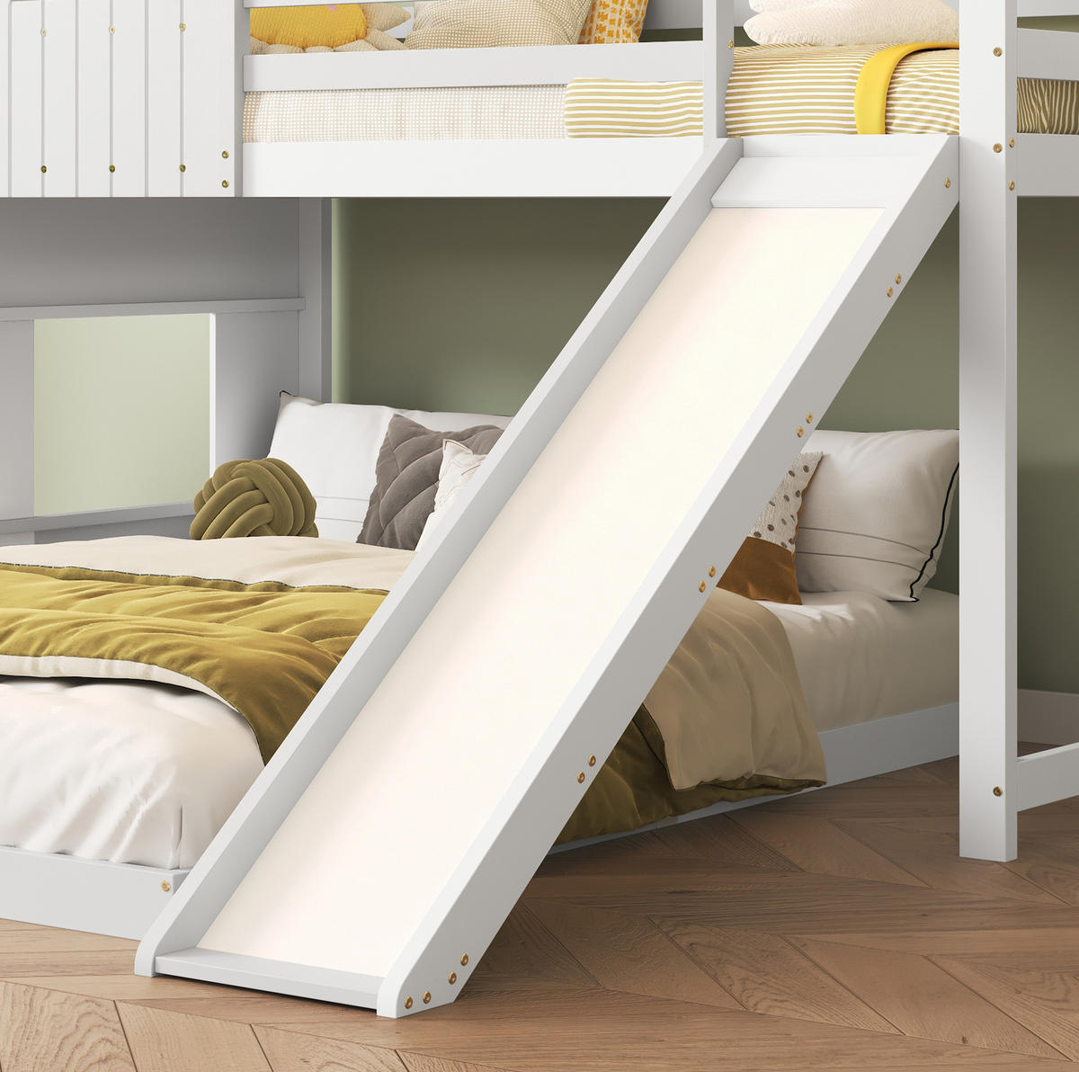 ETAGENBETT 90/200 & 140/200 cm mit Rutsche, Hausdach, Fenster, Fallschutz und Leiter aus Kiefer/MDF, Weiß - Weiß, Holzwerkstoff (90/200cm) - Redom