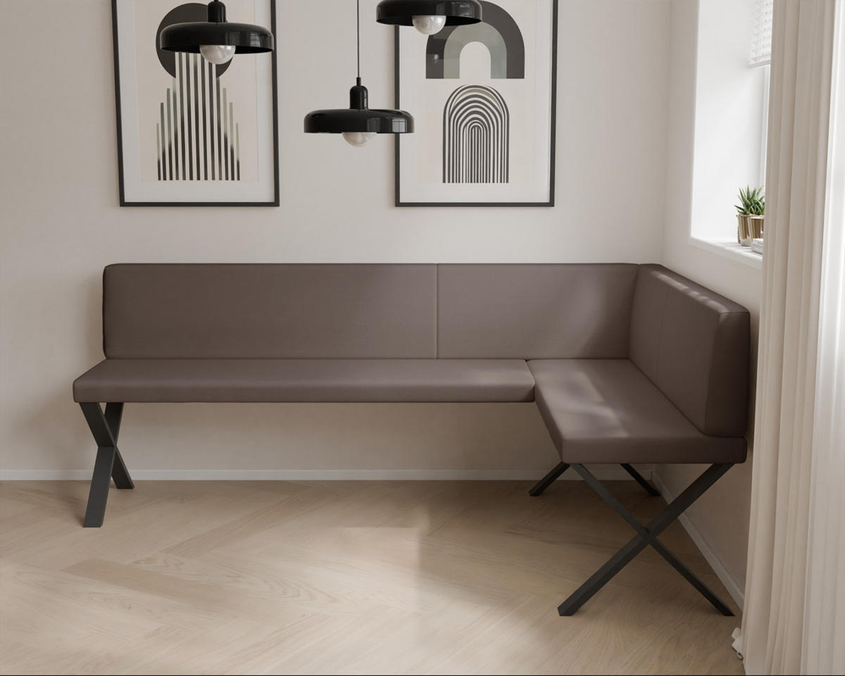 ECKBANK rechts VERO X Kunstleder glatt, 128/168 cm Braun - Braun, Kunststoff/Textil (128/168cm) - Idohome
