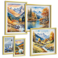 BILDER SET 5er Set - 50x50 cm & 20x30 cm & 40x60 cm Goldrahmen - Polnische Städte Ustka Tarnów Sopot - Goldfarben, Kunststoff (40/60cm) - TULUP