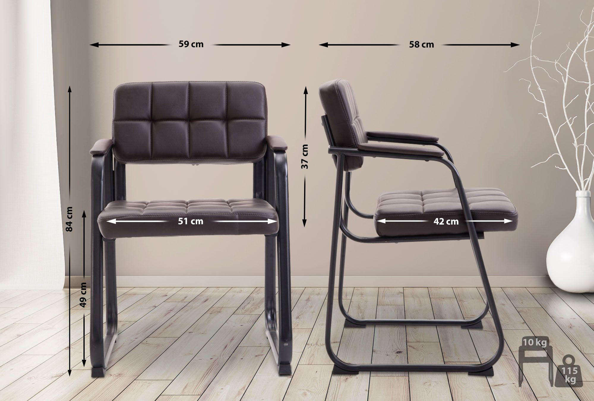 ARMLEHNENSTUHL Lederlook Braun - Braun, Textil/Metall (59/84/58cm) - CLP