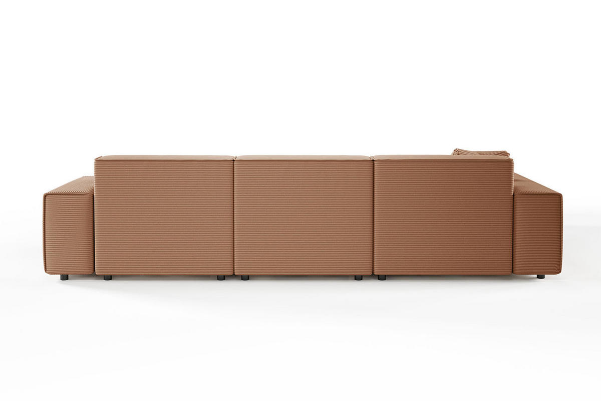 ECKSOFA RANI Braun Cord - Dunkelbraun/Schwarz, Kunststoff/Textil (299/189cm) - KAWOLA