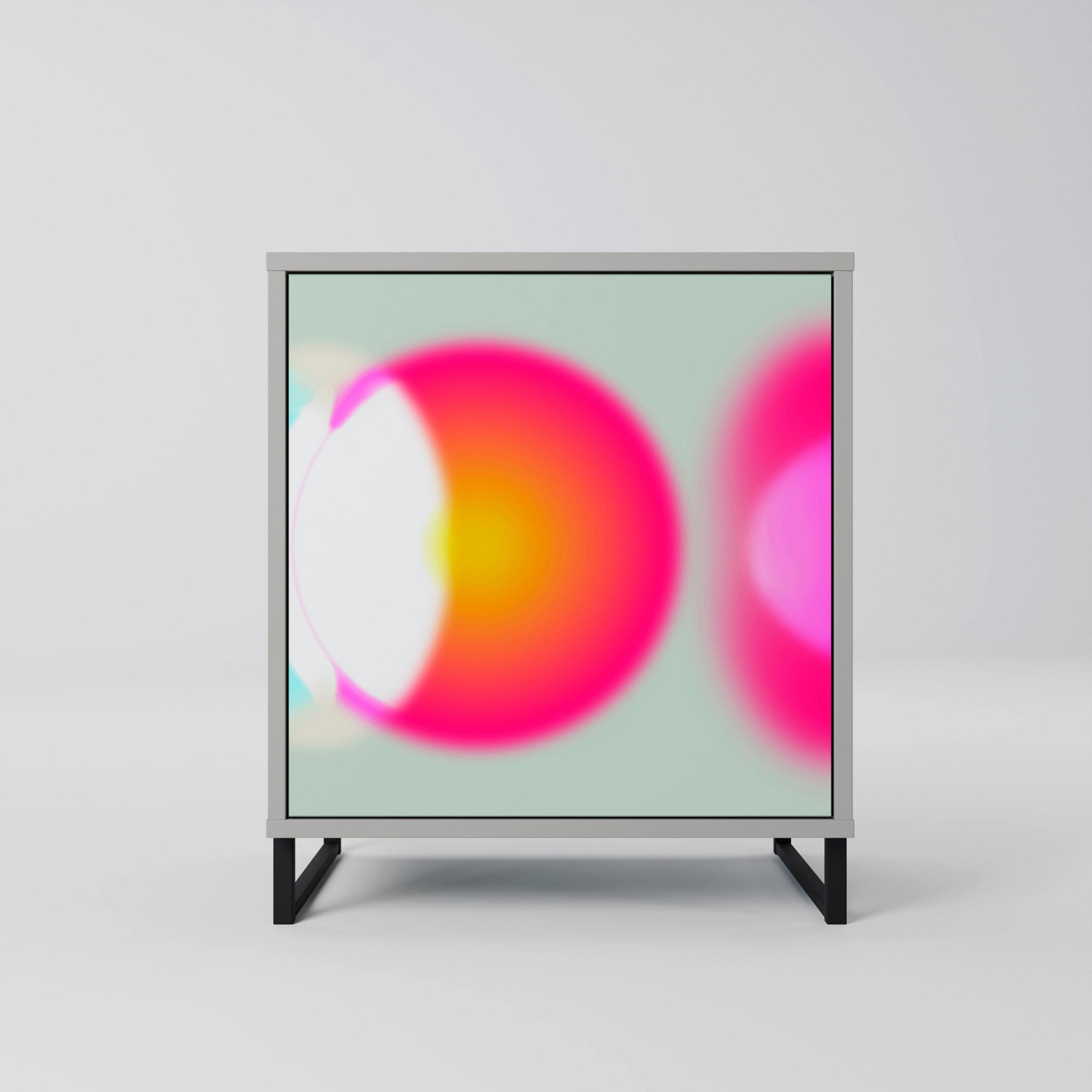 SIDEBOARD SYMPHONY OF COLORS, Grau, 57,5x42x67,5 cm, Schwarze Metall-Rahmenfüße - Multicolor/Schwarz, Holzwerkstoff/Metall (57.5/67.5/42cm) - SpaceRebels