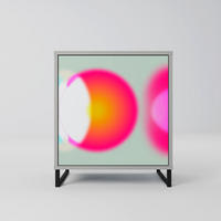 SIDEBOARD SYMPHONY OF COLORS, Grau, 57,5x42x67,5 cm, Schwarze Metall-Rahmenfüße - Multicolor/Schwarz, Holzwerkstoff/Metall (57.5/67.5/42cm) - SpaceRebels