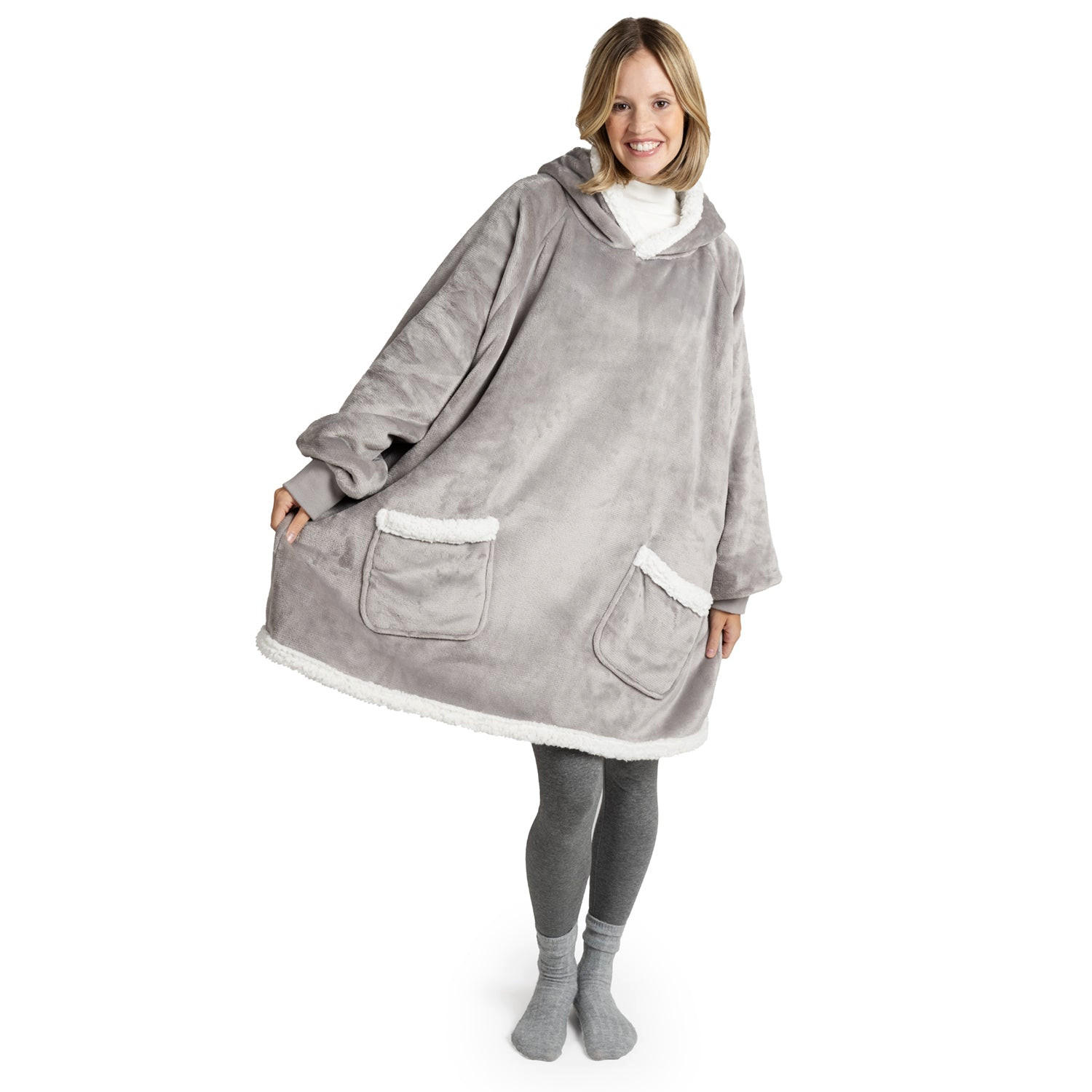 DECKENPULLOVER Loevbacken groß, Grau, Sherpa - Hellgrau/Weiß, Textil (90/92cm) - Blumtal