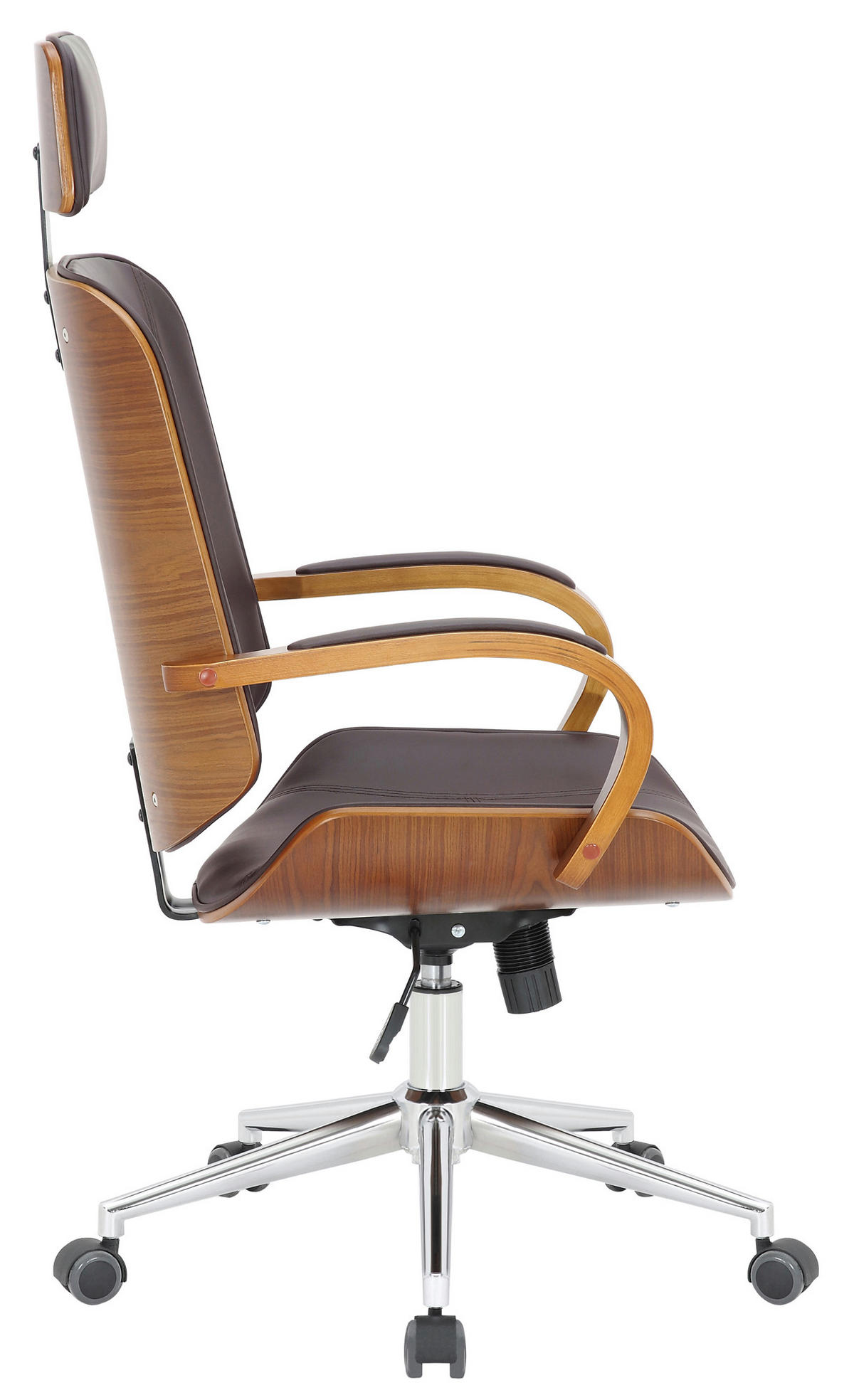 BÜROSTUHL KINGO 118x70x70 Walnuss/Braun Kunstleder - Braun, Leder/Metall (70/118/70cm) - DELUKE