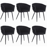 STUHL ARONA 6-er Set, Schwarz, Schwarze metallische Beine - Schwarz, Textil/Metall (61/79/55cm) - Komodee