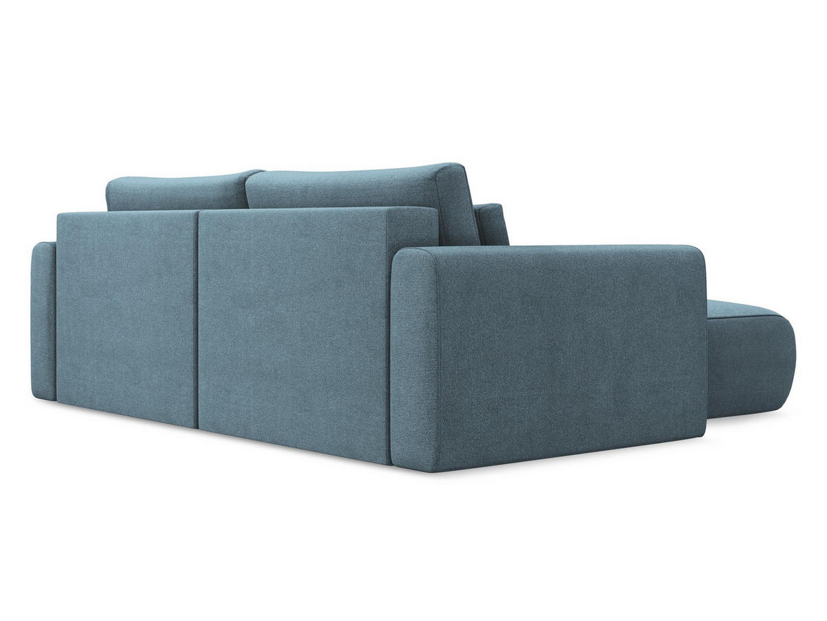 ECKSOFA mit Schlaffunktion Strukturstoff Stoff Blau - Blau/Schwarz, Kunststoff/Textil (149/240cm) - Makamii