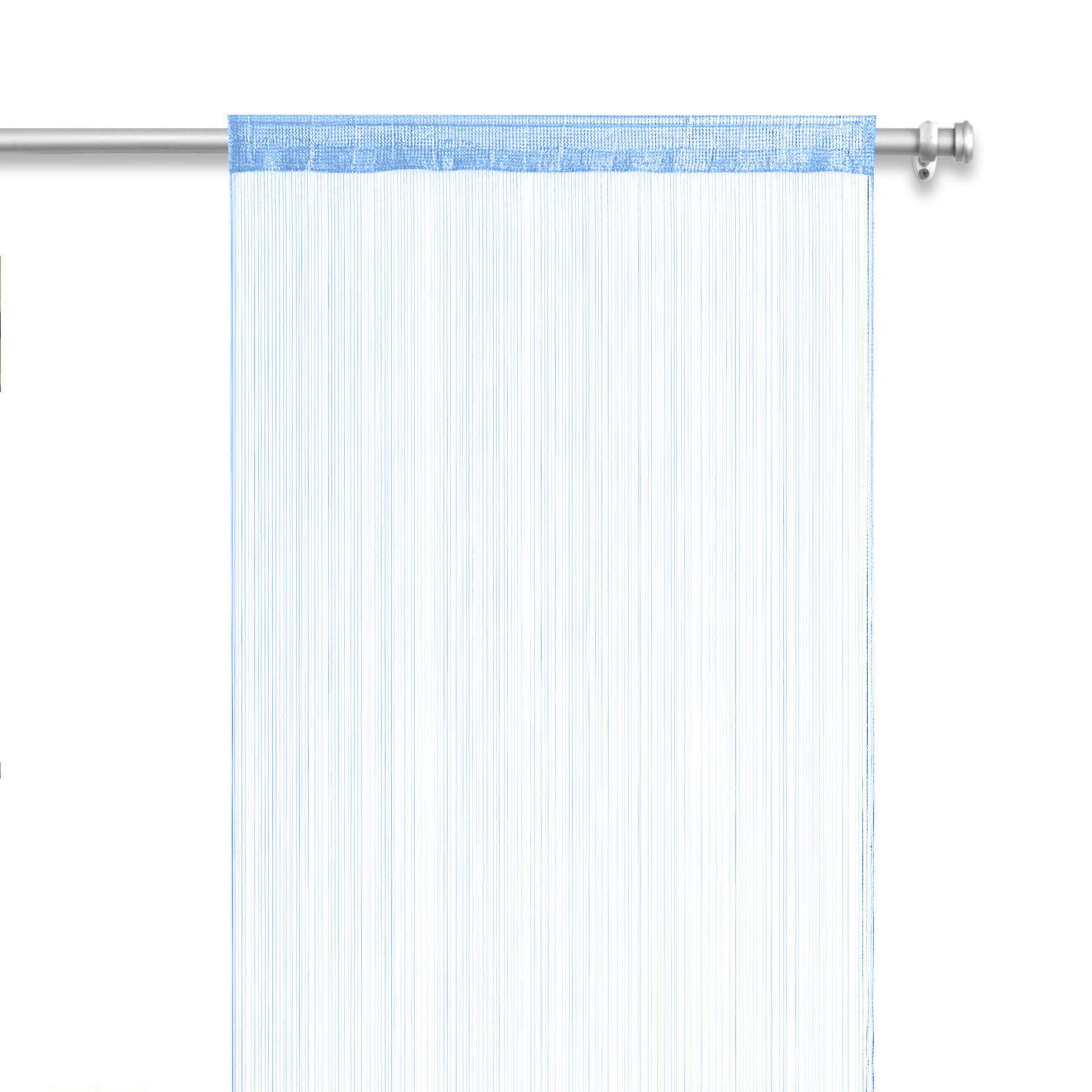 FADENVORHANG blau 245/90 cm Stangendurchzug kürzbar - Blau, Textil (90/245/1cm) - wometo