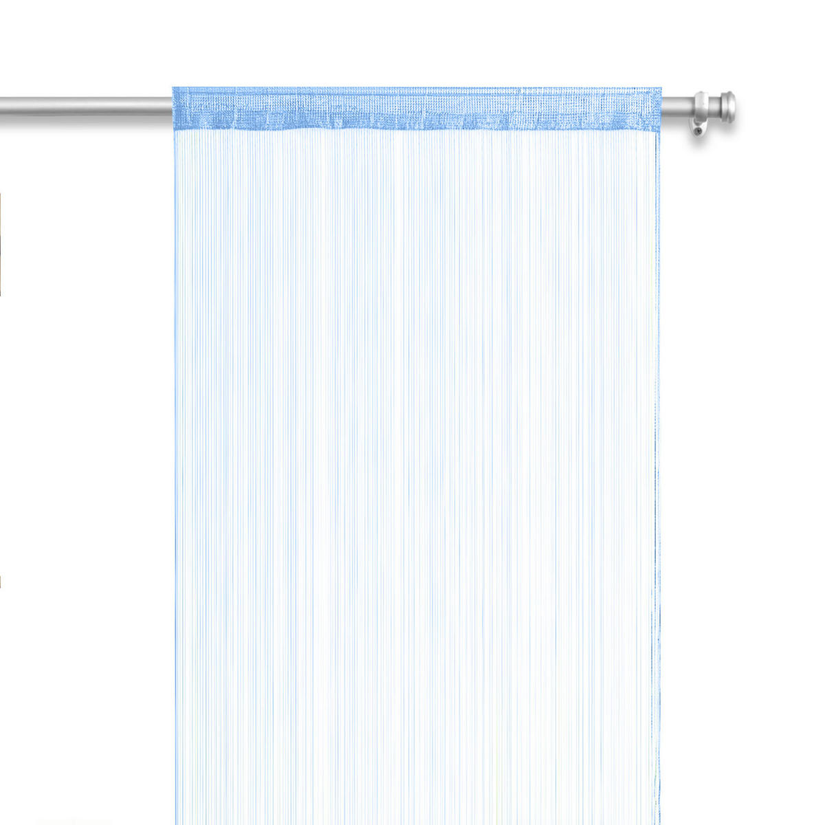 FADENVORHANG blau 245/90 cm Stangendurchzug kürzbar - Blau, Textil (90/245/1cm) - wometo