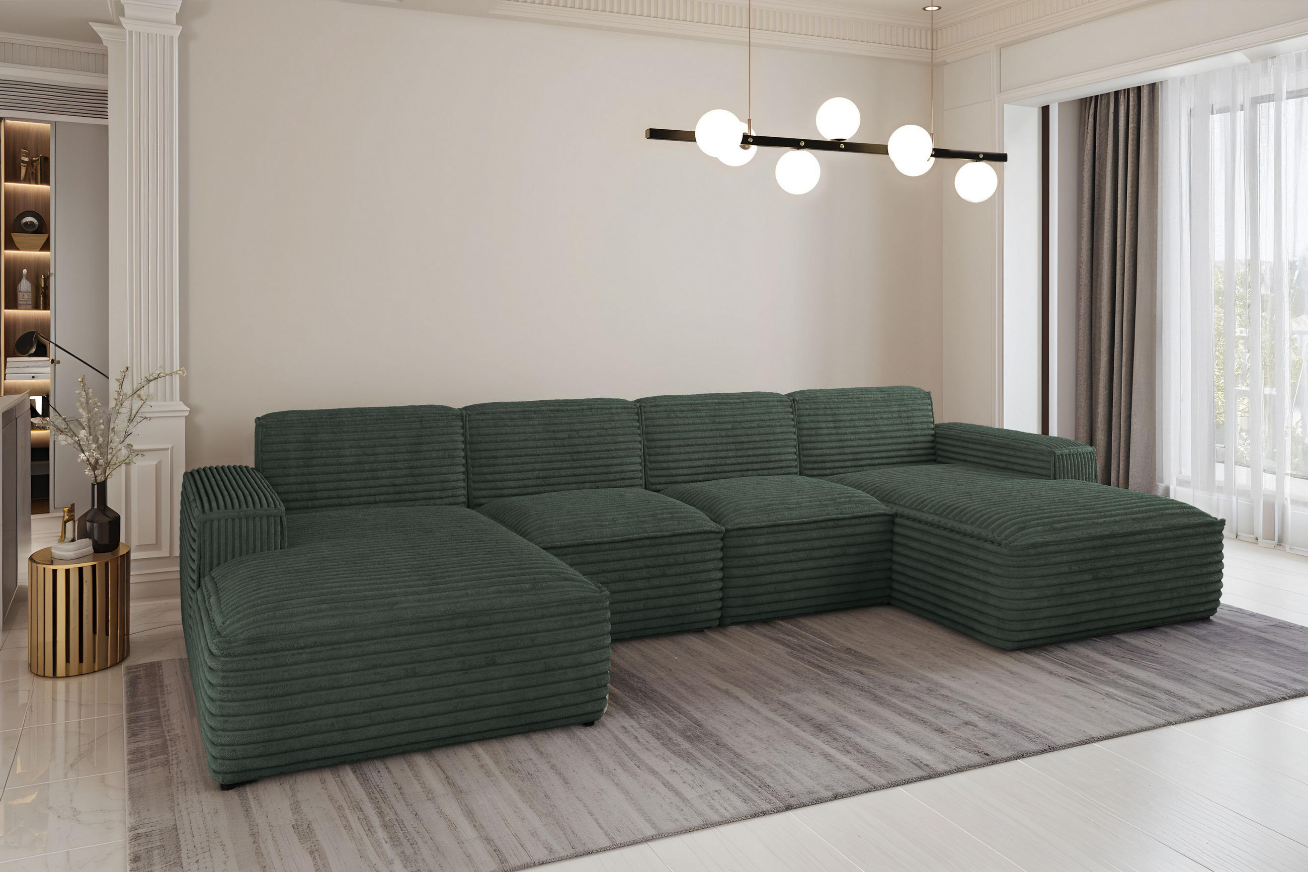 ECKSOFA Siena U ein Stil, der zum Entspannen einlädt, Stoff Velo Grün - Grün, Holz/Textil (344/73/165cm) - Kaiser Möbel