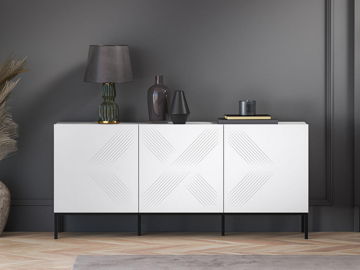 SIDEBOARD Clearing weiß / schwarz 170 / 37 / 77cm - Schwarz/Weiß, Holz/Holzwerkstoff (170/77/37cm) - Feldmann-Wohnen