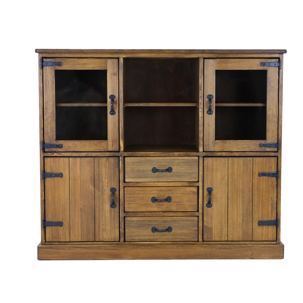 BUFFET aus Massivholz Rustyk - Dunkelbraun/Schwarz, Holz (152/129/46cm) - Seart