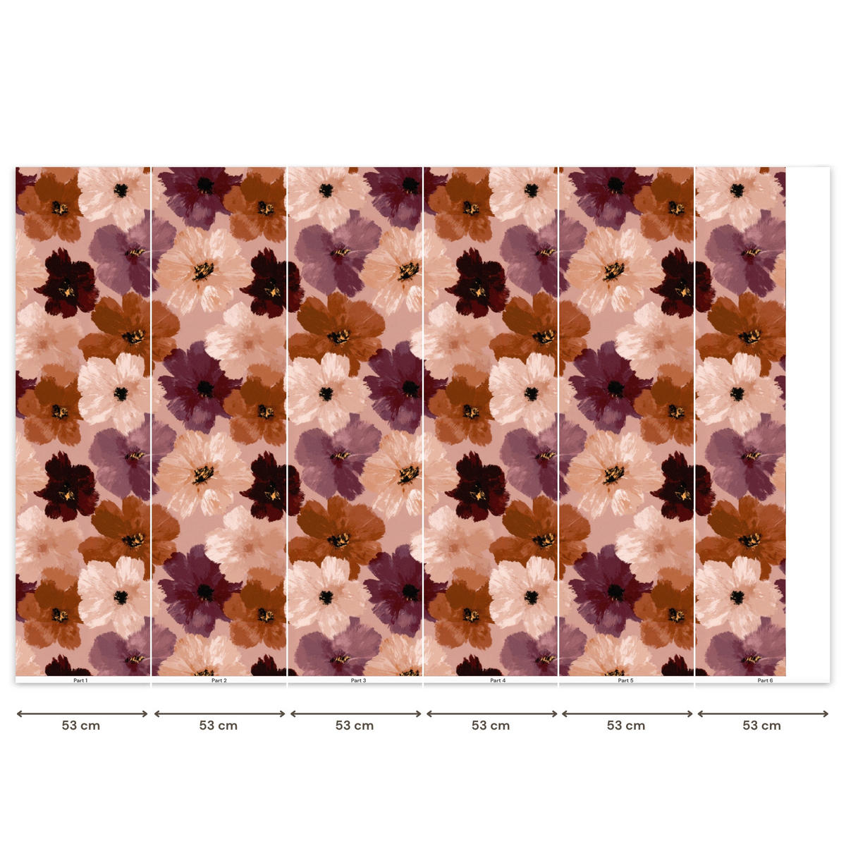 TAPETE - Blumen - Abstrakt - Erdtöne - 350x220 cm - Multicolor, Papier (350/220cm) - OnlyWow