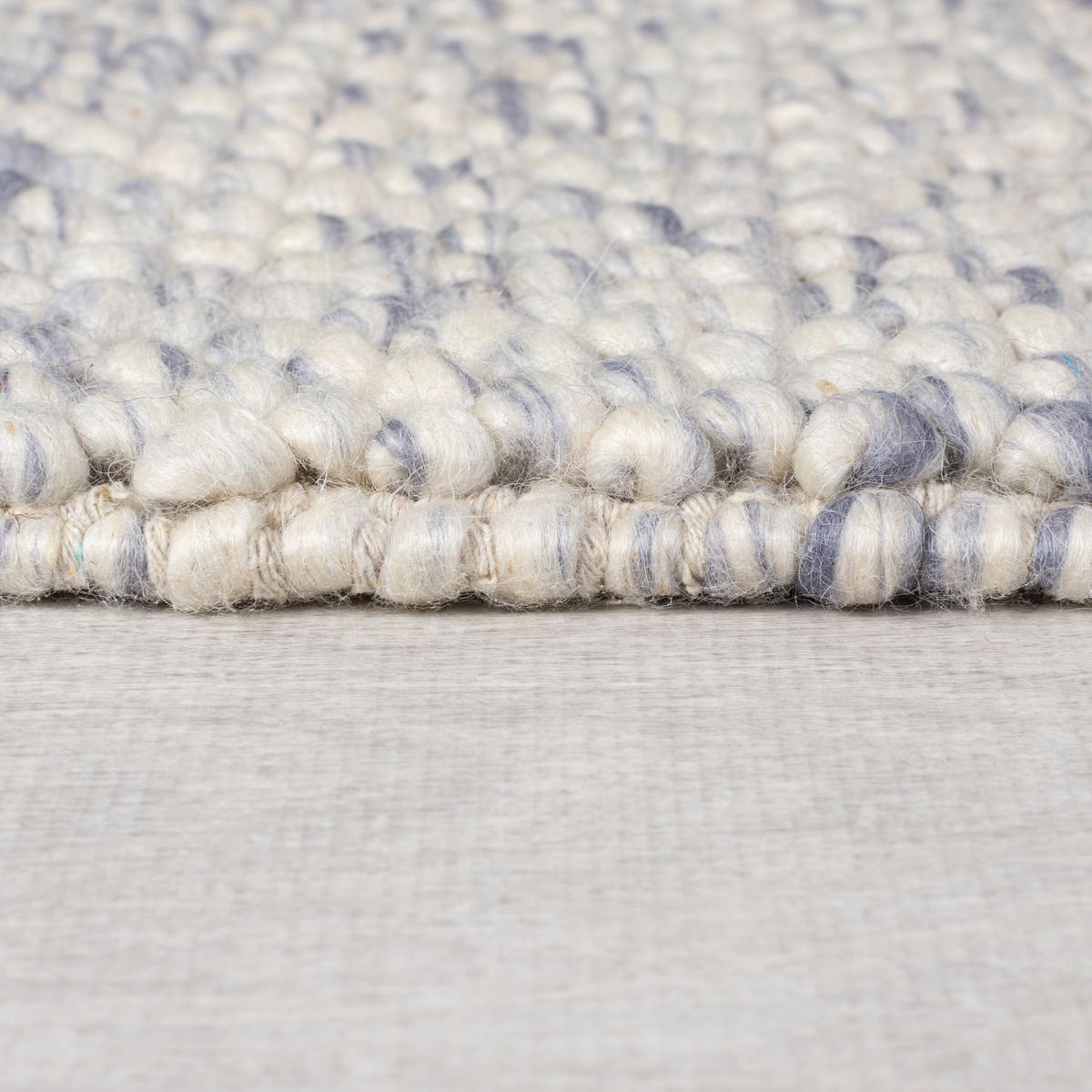 TEPPICH aus Wollmischung, handgewebt mit stilvollem Noppeneffekt, strapazierfähig Hellblau Läufer 60x230 - Blau, Textil (60/230cm) - KADIMA DESIGN