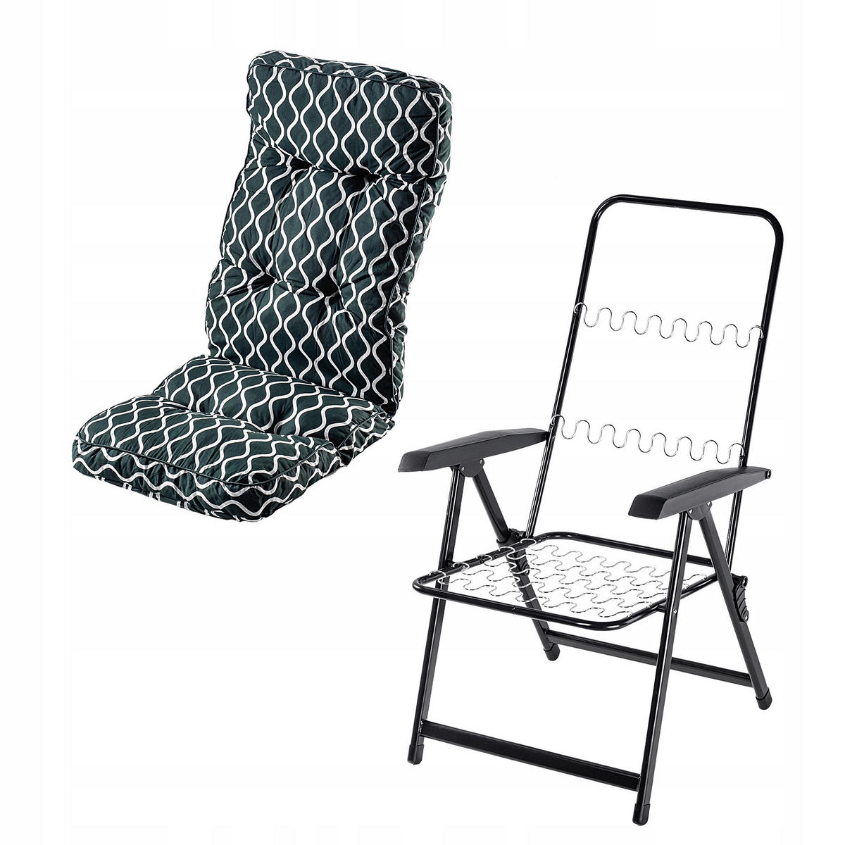 GARTENSESSEL 118 x 55 cm Grün - Weiß/Grün, Metall (55/118cm) - KADAX