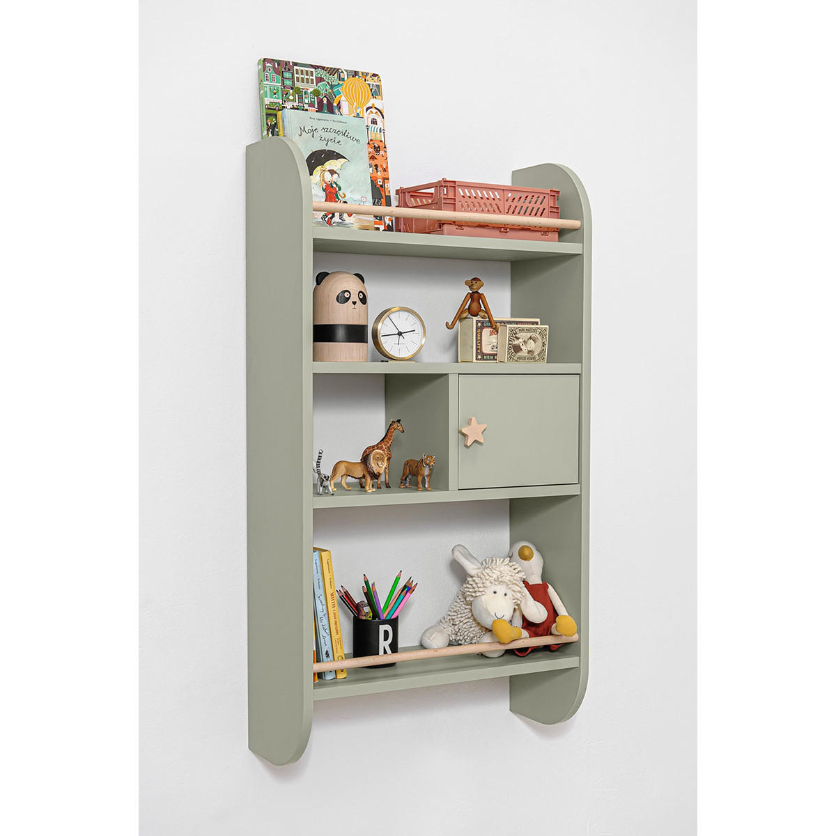 POLICA ZIDNA Rainbow Zelena - zelena, drvni materijal (57/105/23cm) - Petits-meubles